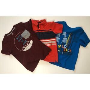 Lot of 3 Boy's Short Sleeve T-shirts Size Small Red & Blue